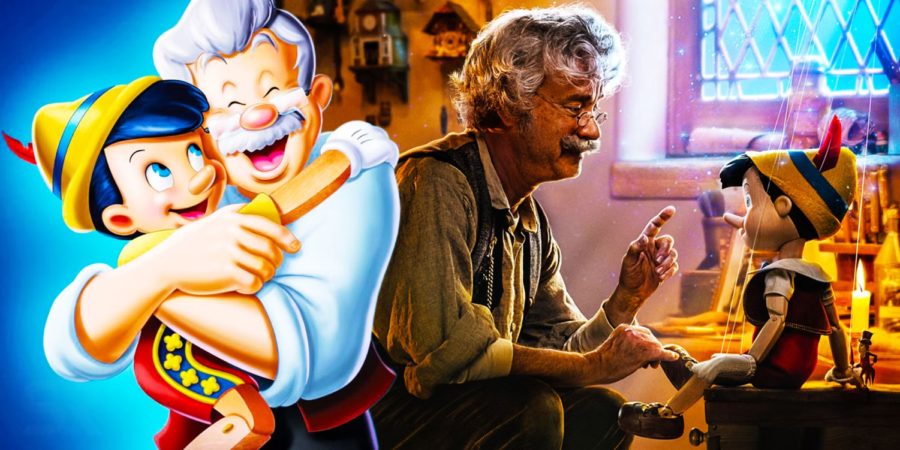 A side by side of original and live action Pinocchio 