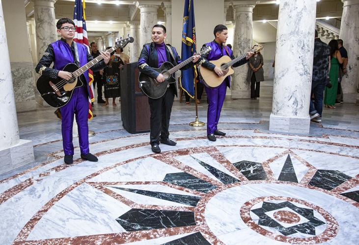 Members of the group Nueva Generación 2000 perform during an event to kickoff Hispanic Heritage month at the Idaho State Capitol. Photo from Brian Myrick, Idaho Press.